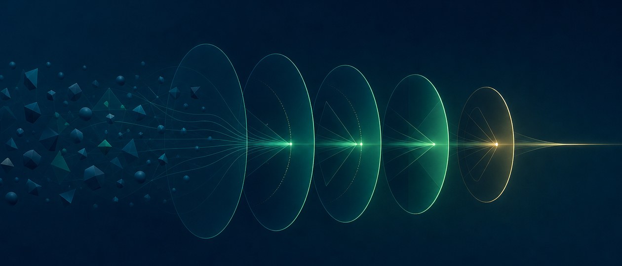 Abstract stepped layers showing a calm process flow