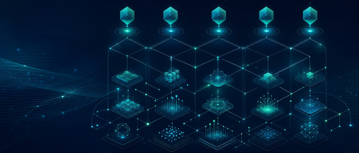 Abstract signal network made of fine technical nodes