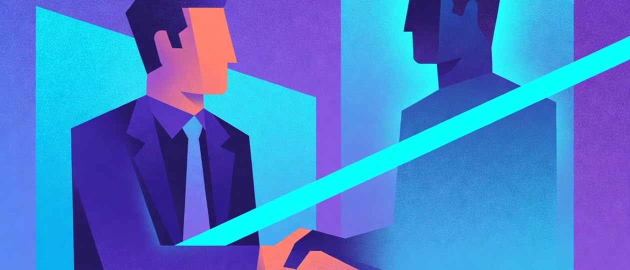 Handshake between a human and a digital silhouette