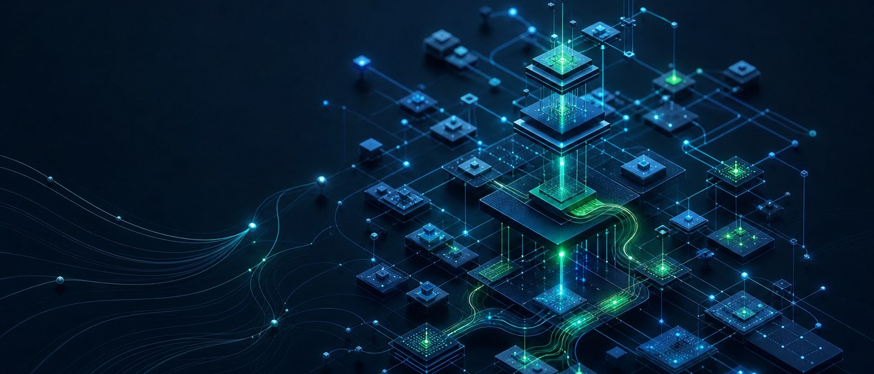 Abstract signal network made of fine technical nodes