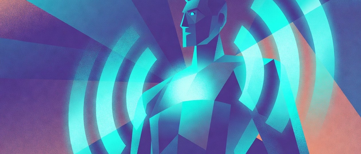 Abstract figure with glowing signal waves as a metaphor for clear recruiting signal