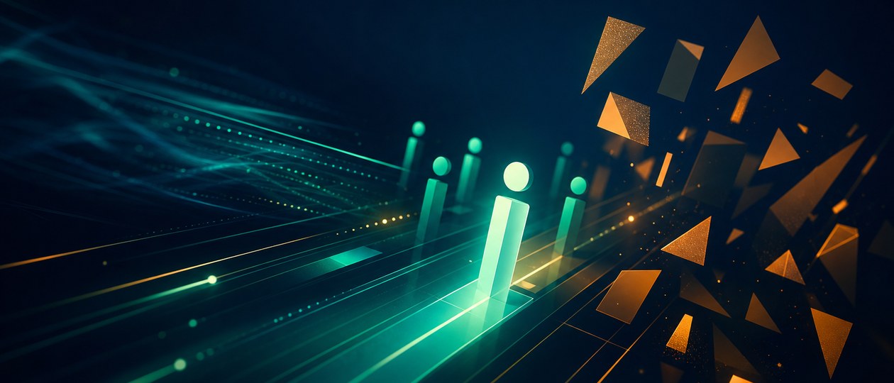 Abstract diagonal lines showing forward motion with checkpoints