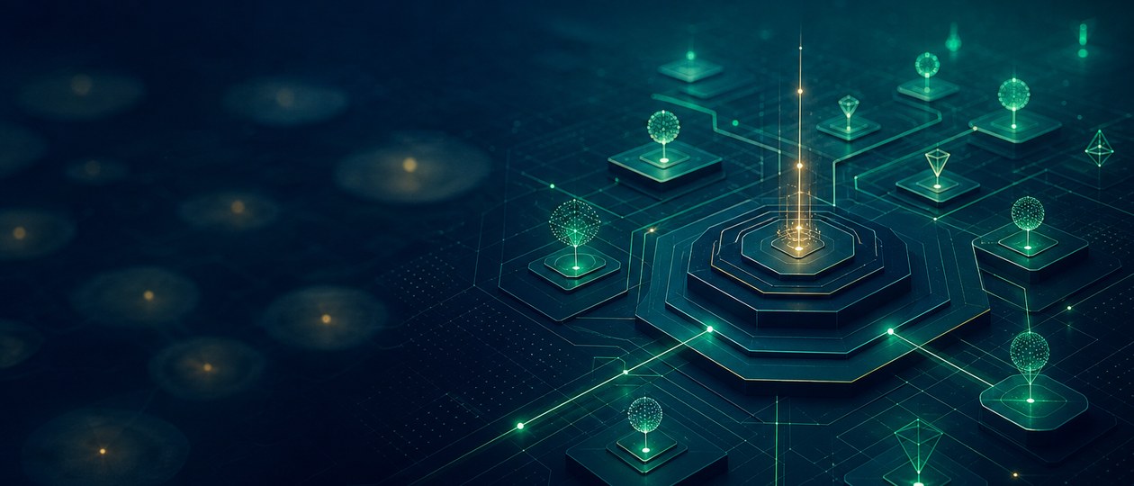 Abstract clear geometric layers as a strategic map